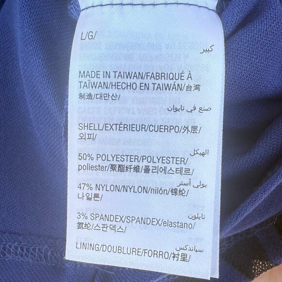 Alfani Pullover Round Neck Blouse Tiered Bell Sleeves Top Navy Blue Size Large - Picture 8 of 11